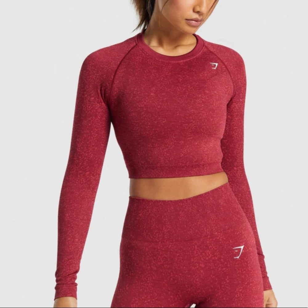 Gymshark seamless long sleeve red crop top